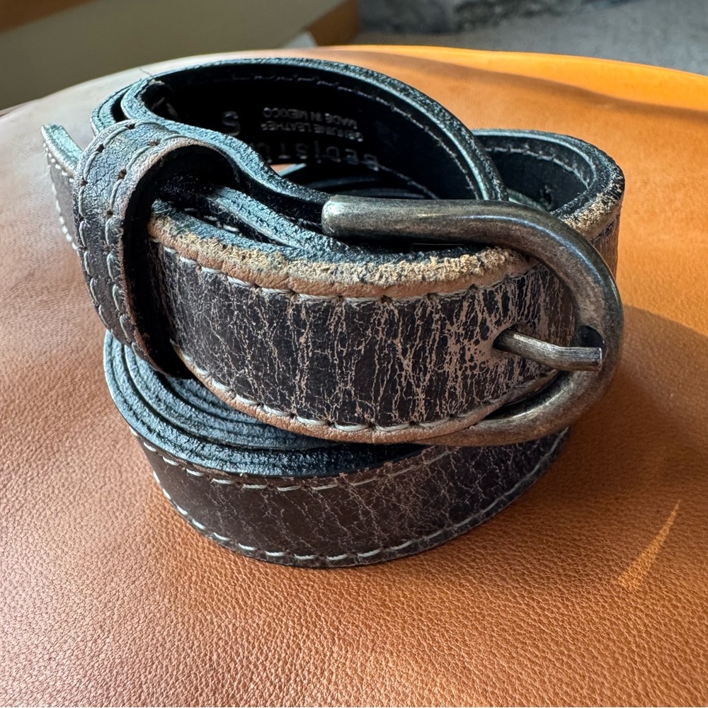 Bed Stu Distressed Black Leather Belt